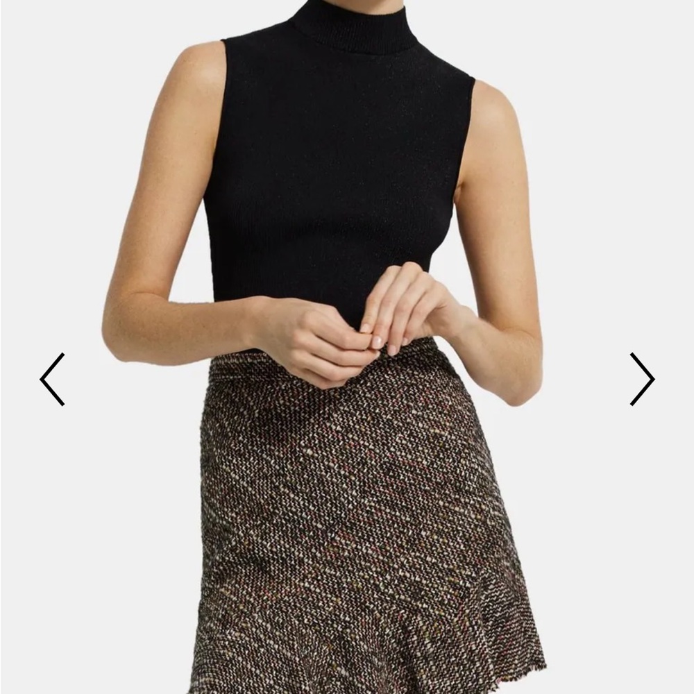 Theory Black and Brown Textured Mini Skirt